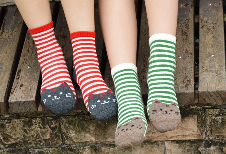 LOFIR 6106-Mixed color-6 pack cat socks