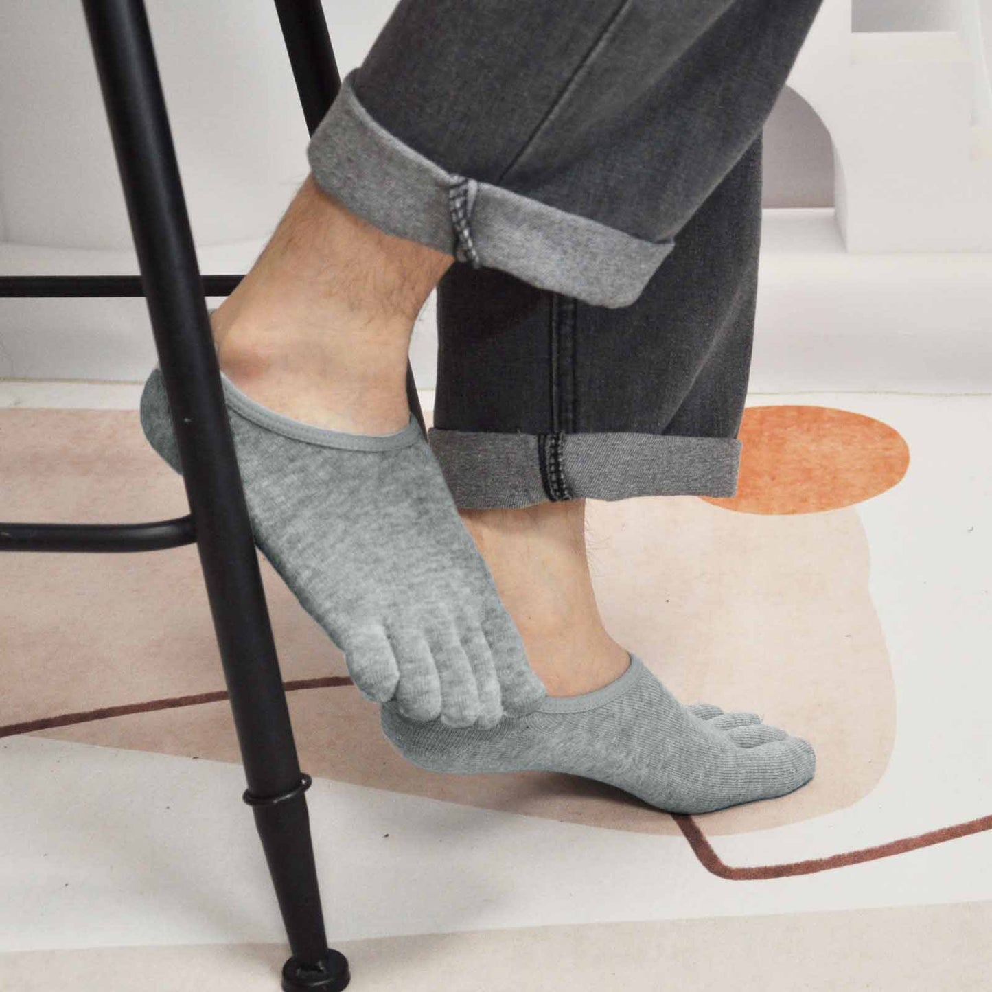 LOFIR MT3204-BK ZBU WH GY-4 Pack toe socks