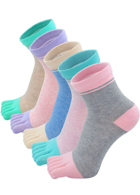 LOFIR 87805-Mixed color-5 pack toe socks