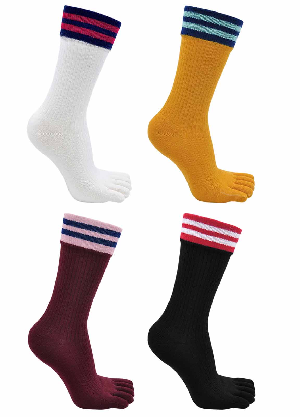 LOFIR 88024-Mixed color-4 pack toe socks