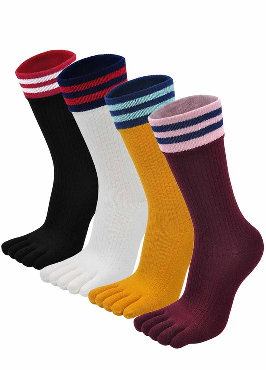 LOFIR 88024-Mixed color-4 pack toe socks