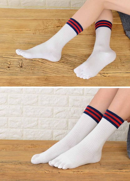 LOFIR 88024-Mixed color-4 pack toe socks