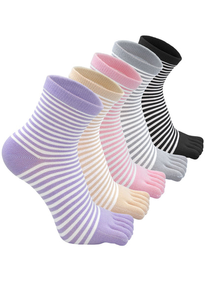 LOFIR 88056-Mixed color-5 pack toe socks