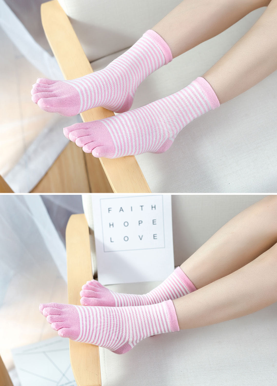 LOFIR 88056-Mixed color-5 pack toe socks