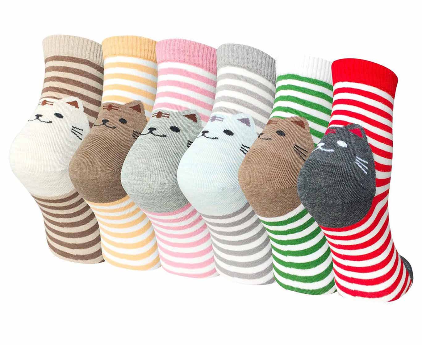 LOFIR 6106-Mixed color-6 pack cat socks